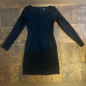 AJ Armani Jeans Elegant Black Long Sleeve Dress with Keyhole detail front SZ XS